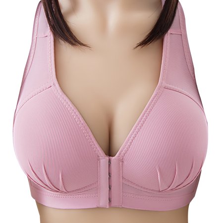 

fanshao Women Push Up Soft Bra Front Closure Solid Color Brassiere Wireless Underwear