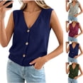 thumbnail image 4 of Wyongtao Womens Sweater Vest Knitted V Neck Sleeveless Button Down Cardigan Lightweight Casual Trendy Fall Clothes (2XL, Navy), 4 of 7