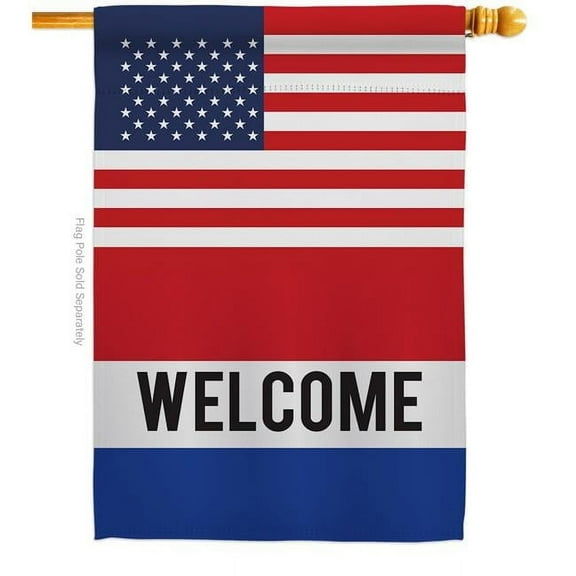 Americana Home & Garden H140854-BO US Welcome Novelty Merchant 28 x 40 in. Double-Sided Decorative Vertical House Flags for Decoration Banner Garden Yard Gift