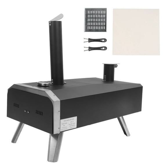 12" Multi-Fuel Outdoor Pizza Oven – Wood & Gas Fired, Portable Stainless Steel Oven with Rotating Stone & Thermometer – 60-Second Pizzas for Backyard, Camping, Patio