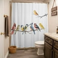 thumbnail image 5 of Xipuska Birds Shower Curtain - Water Repellent Fabric Shower Curtains Washable, Bird Vintage Watercolor Decorative Polyester Cloth Bathroom Curtains Modern Bath Decor 66"x72", 5 of 6