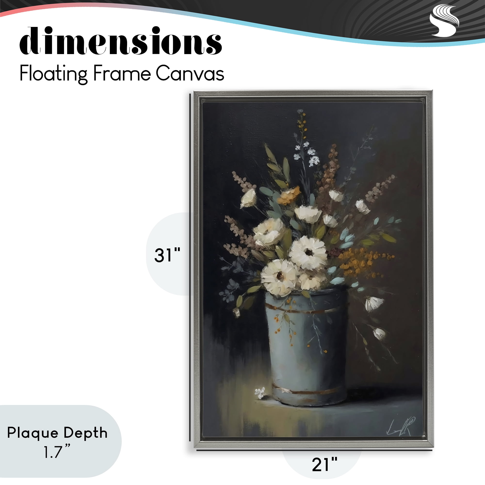 Stupell Industries Rustic Floral Bouquet Bucket Gray Framed Floater Canvas Wall Art, design by Creative Studio