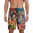 thumbnail image 3 of Lsque Psychedelic Faces Colorful Mens Sleep Pajama Shorts,Short Pajama Pants, Cotton Ultra-Soft Knit-Medium, 3 of 9