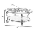 thumbnail image 5 of 48 Inch Oval Coffee Table Glass Top Scrolled Metal Legs Cherry Brown, 5 of 5
