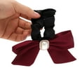 thumbnail image 4 of Unique Bargains 1 Pc Grace Square Pearl Bow Scrunchie Hair Elastic Band Red, 4 of 5
