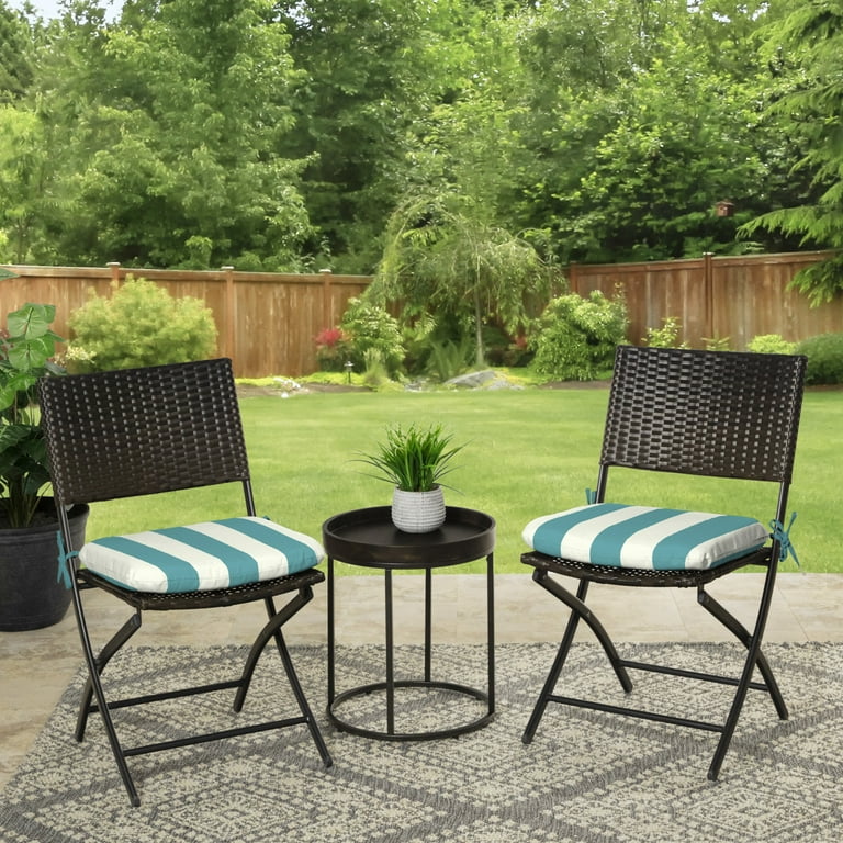 Mainstays 15.5 x 17 Turquoise Stripe Rectangle Outdoor Seat Pad 2 Pack Walmart