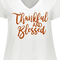 thumbnail image 4 of Inktastic Thankful and Blessed Women's Plus Size V-Neck T-Shirt, 4 of 5