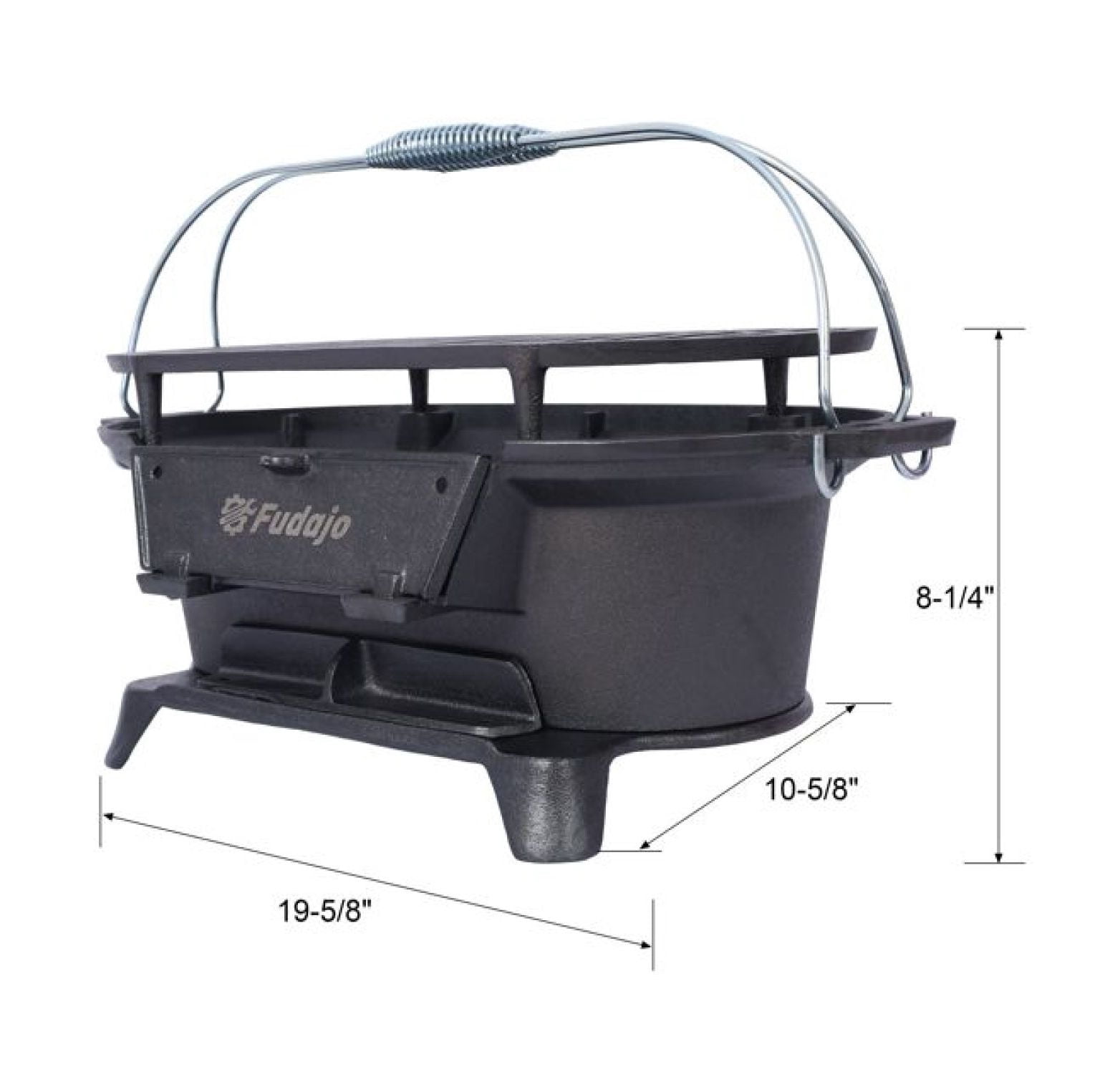 Oval Cast Iron Grill Outdoor, Portable Charcoal Grill and Cast Iron Skillet - 100% Cast Iron, Enameled, Durable, Small Charcoal Grill, , Hibachi Grill