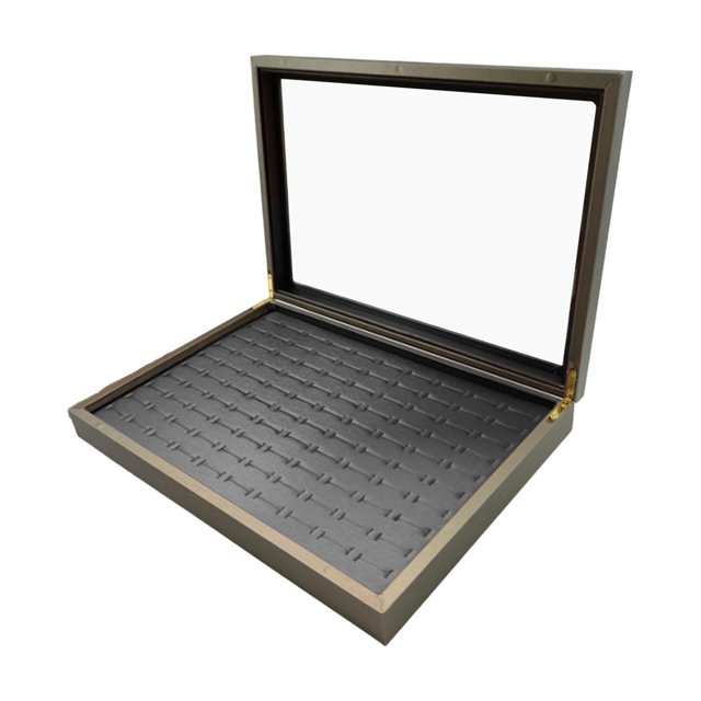Bandeja Organizadora de Anillos Bandeja para Anillos con Tapa de Acrílico para Mujer Cajón para Insertar Anillos Caja de Almacenamiento de Anillos Par Caqui y negro