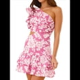 thumbnail image 3 of Vestido Corto Bohemio Informal de Verano con Estampado Floral, Sin Mangas y Volantes. Púrpura S, 3 of 10