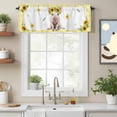 thumbnail image 2 of Curtain Valance for Windows, Farmhouse Sunflower Pig Kitchen Valances Rod Pocket Short Curtains, Summer Yellow Theme Animal Plant Window Valance for Bedroom Bathroom Living room 56x16in, 2 of 9