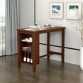 thumbnail image 3 of Gymax Counter Height Pub Table Bar Table w/ Rubber Wood Legs & Storage Shelves, 3 of 9