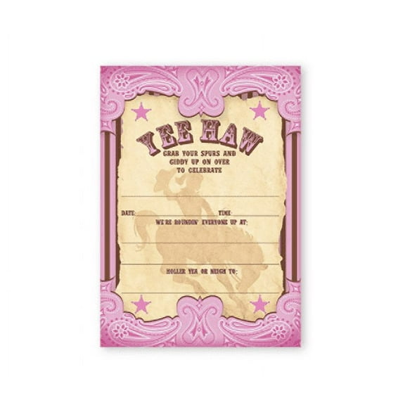 Cowgirl Party LARGE Invitations - 10 Invitations   10 Envelopes