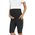 thumbnail image 2 of Xmarks Women's Maternity Shorts Over The Belly Adjustable Belt Athletic Sports Running Workout Shorts Home Wear Black US 6, 2 of 7