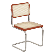 Breuer Chair Company Marcel Breuer B32/S32 Cesca Cane Cantilever Side Chair w/ Chrome Frame & RAL 8004 Copper Brown Wood (Made in Italy) by Furnish Theory