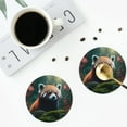thumbnail image 4 of Yiaed Forest Plant Raccoon Print Leather Coasters for Drinks - Cup Coasters Coffee Table Kitchen Table Bar, Home & Office Gifts Handmade Drink Coasters-Round Shape, 4 of 6