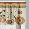 thumbnail image 4 of Botanical Valance & Tier Curtain 3 pcs Set, Pastel and Boho Earthy Colors of Garden Blooms with Circular Flowers, Window Treatments for Kitchen Room Decor, 55" x 36", Eggshell Rust and Sepia, 4 of 4
