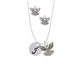 thumbnail image 2 of Delight Jewelry Silvertone Large Script Letter - J - 3/4'' Disc - Silver tone Guardian Angel Charm Necklace and Stud Earrings, 2 of 4
