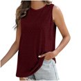 thumbnail image 5 of ABATAB Summer Tops for Women Sleeveless Eyelet Side Slit Shirts Scoop Neck Cute Plain Summer Casual Loose Fit Tops, 5 of 6