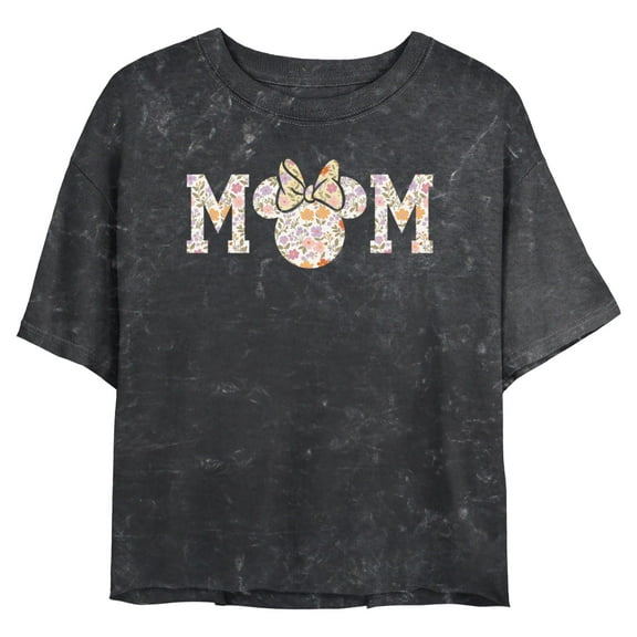 Juniors Minnie Mouse Floral Mom Logo T Shirt