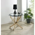 thumbnail image 2 of Brooke Round Glass Top Side End Table Metal Base Brass, 2 of 5