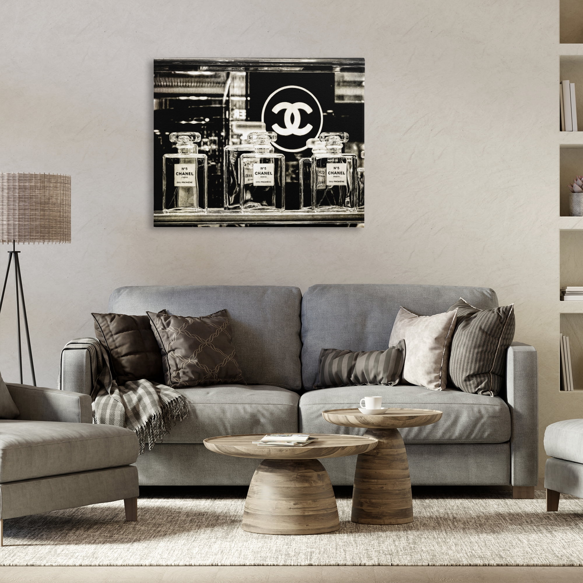 Stupell Industries Monochrome Perfumes Display Fashion Painting Wrapped Canvas Art Print Wall Art, 40 x 30