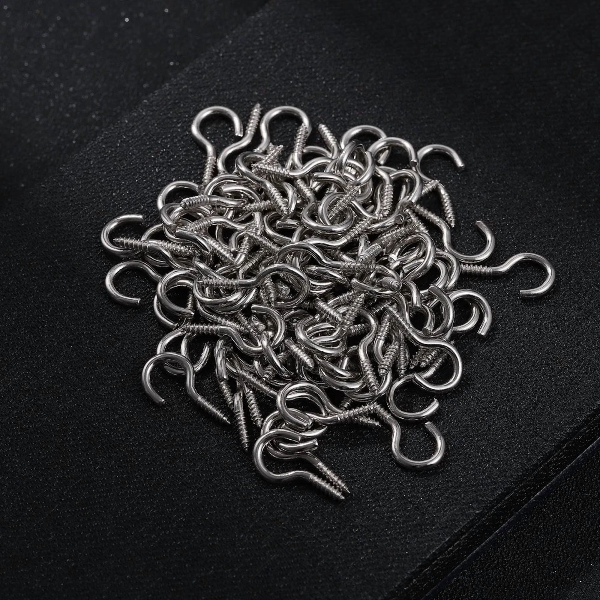 100 Pcs Metal Hooks Small Hooks Hanging Picture Hanging Hooks Cup Hooks Screw