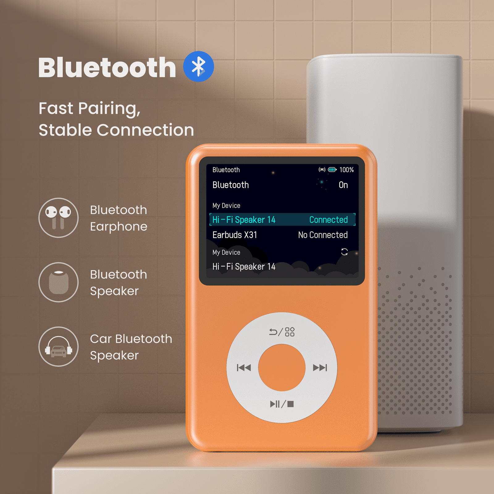 innioasis, MP3 Player with Bluetooth, 128GB, 2.4