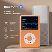 Innioasis Mp3 Player with Bluetooth, 2.4 128GB Portable Mini Digital Music Player with FM Radio Audiobook for Kids (Orange)
