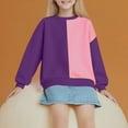 thumbnail image 5 of Girls Crewneck Sweatshirts Fleece Lined Long Sleeve Pullover Pastel Color Block Fall Winter Casual Wear 2-14 Years, 5 of 6