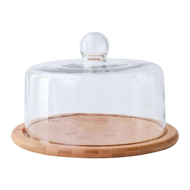 Soporte de madera para tartas con cúpula, molde para tartas, plato para servir ensaladas, soporte para tartas giratorio 285x177mm