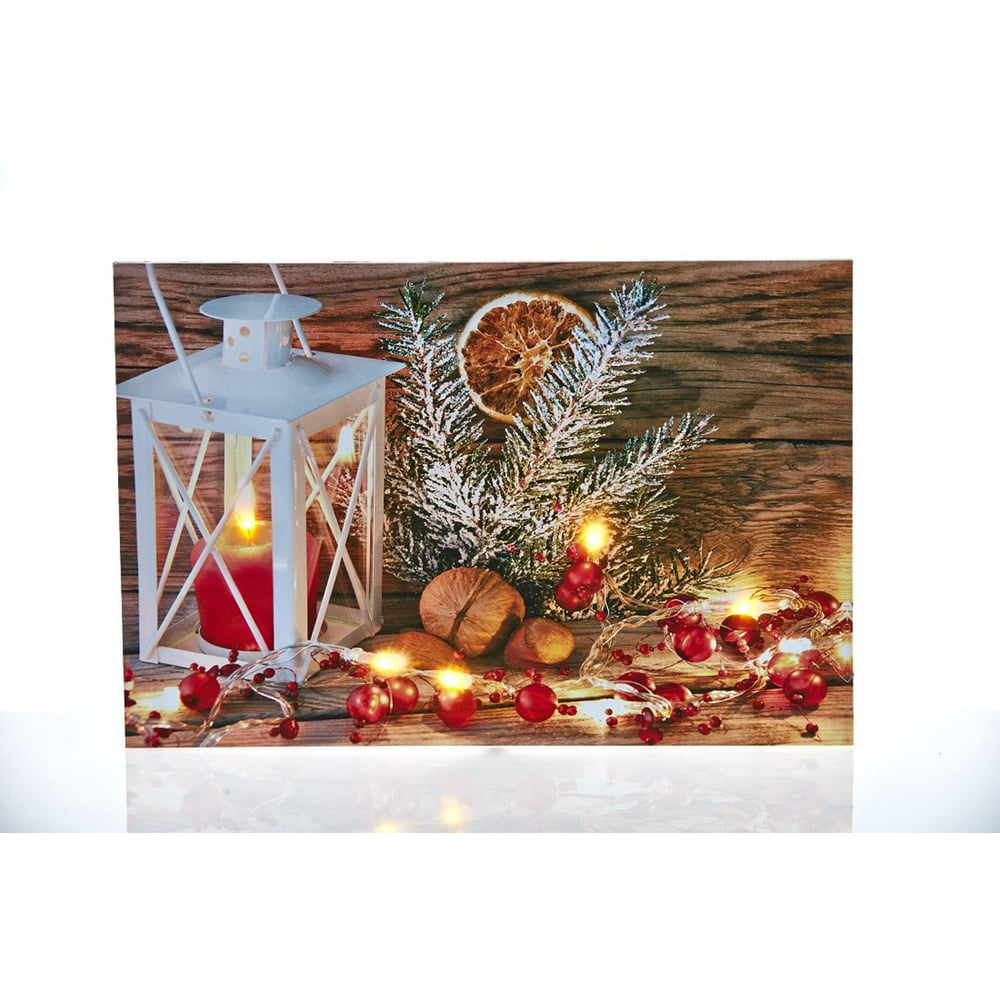 Battery Operated LED Lighted Candle Lantern Canvas