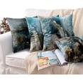 thumbnail image 2 of Set of 4 Throw Pillow Covers Modern Abstract Messy Teal Turquoise Black and Brown Retro Painting Decorative Pillow Cases Home Decor Standard Square 18x18 Inches Pillowcases, 2 of 6