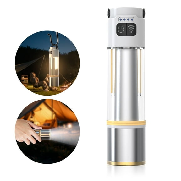 Quntis 2400mAh Rechargeable Camping Lights, 2000 Lumens Rechargeable Flashlight 3 in 1 with 6 Modes, Adjustable LED Magnetic Flashlight for Car Outdoor Camping Walking Tactical Emergency