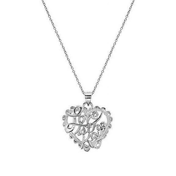 Sterling Silver Love Is the Key Heart Pendant Necklace, 18"