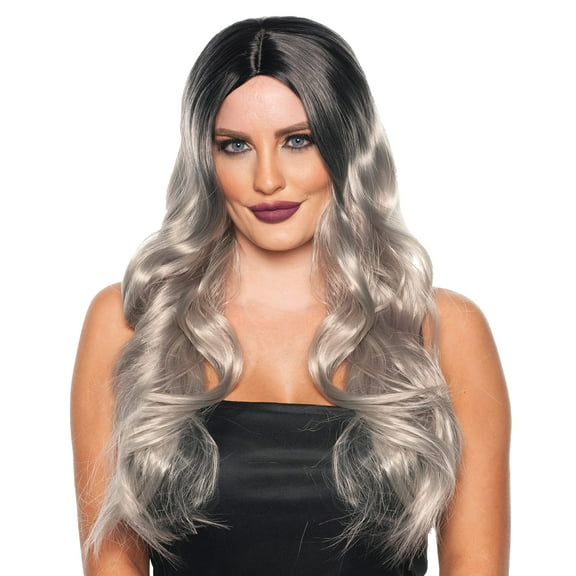UNDERWRAPS Deep Silver Wig - Blended Wig Silver and Black Hair for Women, Long Wavy Iridescent Costume Wig, Wig Silver Ombre, Sexy Cosplay Wig, One Size.
