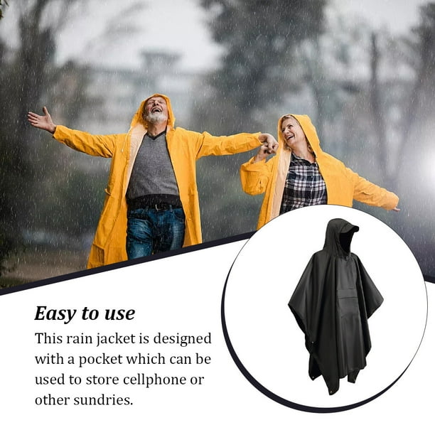 Matsuzay Chubasquero largo para hombre con bolsillo chaqueta impermeable para la lluvia ropa impermeable portatil con capucha traje Paraguas de lluvia Negro Walmart en linea