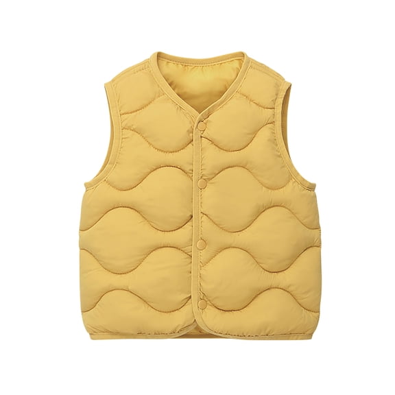 BLVB Toddler Puffer Vest Boys Girls down Vest Warm Fall Winter Jacket Lightweight Sleeveless Button down Coat for Kids(Yellow,2-3 Years)