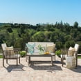 thumbnail image 5 of Outdoor Patio Furniture Sets, Conversation Sets, Acacia Wood Chat Set, 4-Piece Patio Set with Water-Resistant Cushions, 55 Inch Loveseat, 2 Club Chairs, Coffee Table for Garden Deck Backyard, Grey, 5 of 10
