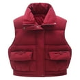thumbnail image 4 of HNMKIU Girls Down Vest Padded Sleeveless Jacket Warm Quilted Winter Coat for Kids and Teens Outerwear Layer 7-16 Years Red,11-12 Years, 4 of 4