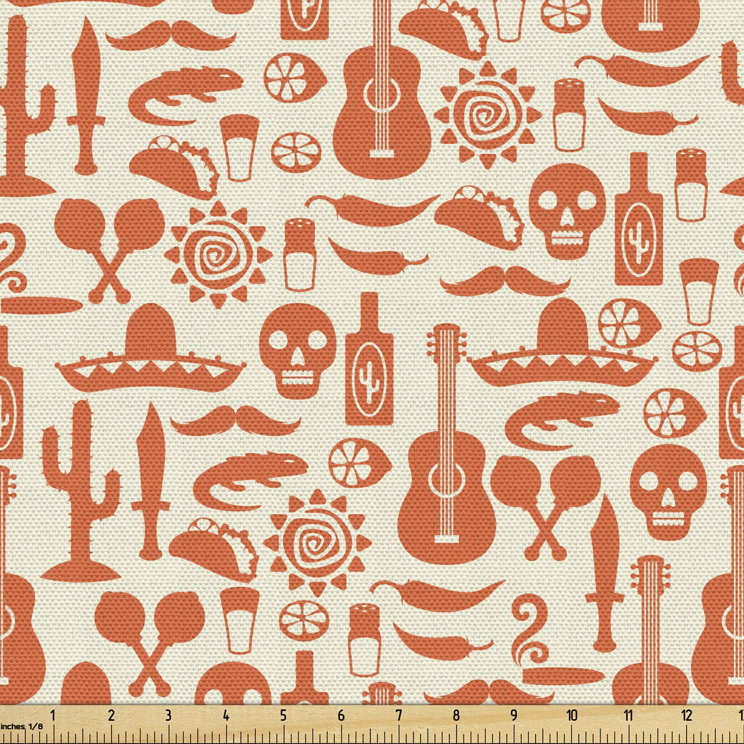 Mexican Sofa Upholstery Fabric by the Yard, South American Culture