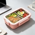 thumbnail image 3 of Stainless Steel Bento Box, 3 Compartment Lunch Box, 720Ml Leak Proof Lunch Container, Portable Meal Prep Box, Reusable Snack Container, with Plastic Tableware, 3 of 6