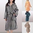 thumbnail image 7 of Rohuuque Women's Hooded Robes Striped Long Plush Bathrobes Thick Warm Fleece Oversized Soft Cozy Lounge Wear for Cold Weather Brown, 7 of 7