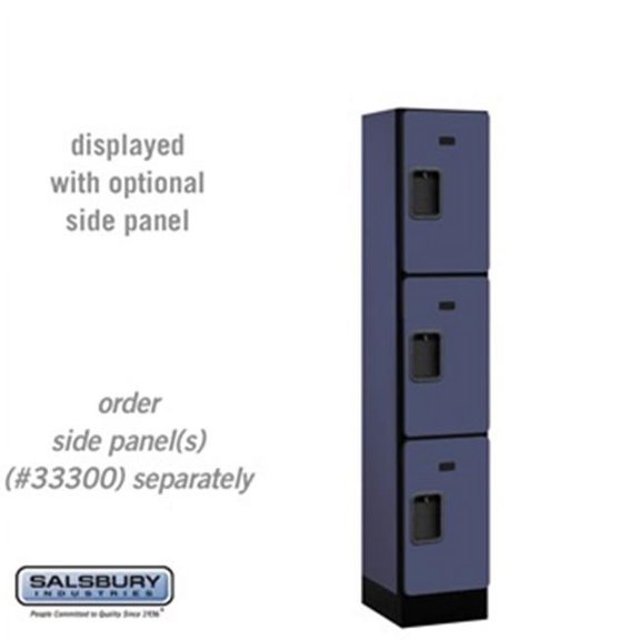 SalsburyIndustries 33155BLU Triple Tier 1 Wide 5 ft. X 15 in. Designer Wood Locker - Blue