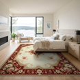 thumbnail image 3 of ODIKA 9'x12' Washable Area Rug Red Vintage Hallways Crimson Design Ornamental Floral Medallion with Vine Scrolls for Great Room, Indoor Concept, Large Living Low Pile, Flatwoven, 3 of 7