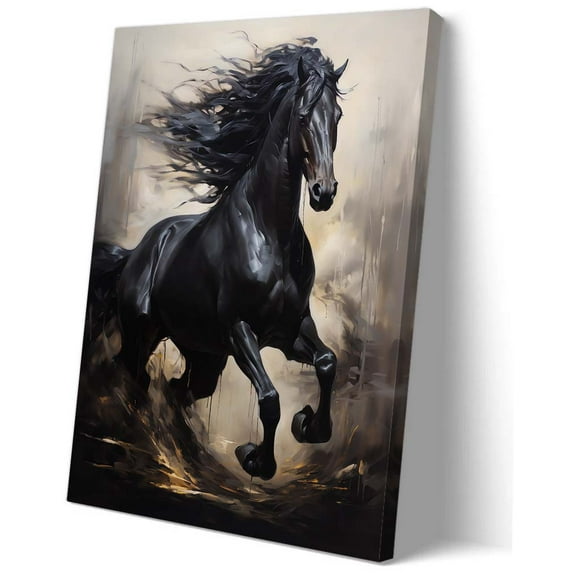 Black Horse Wall Art Animal Print for Bathroom Decorations Wall Hanging Pictures Canvas Painting Poster Printing Giclee Painting