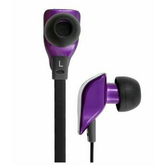 T-Mobile Stereo Headset, Tangle Free Cord - Flat Cable Headphones - Purple