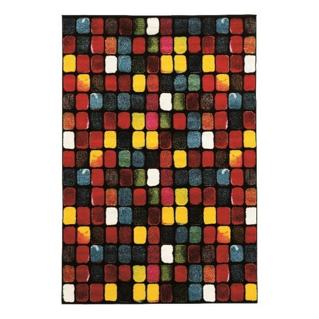 Linon Marisol Paint Box Power Loomed Polypropylene 8'x10'3" Rug in Black