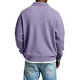 thumbnail image 3 of Men Waffle Sweatshirt Casual Long Sleeve Polo Shirts Quarter Button Pullover Sweaters Fashion Fall Clothes Purple M, 3 of 3