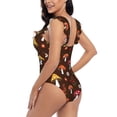 thumbnail image 2 of Naloa Woodland Mushroom Print Women One Piece Swimsuits Tummy Control Bathing Suit Ruffle V Neck Swimwear Slimming Monokini, 2 of 5